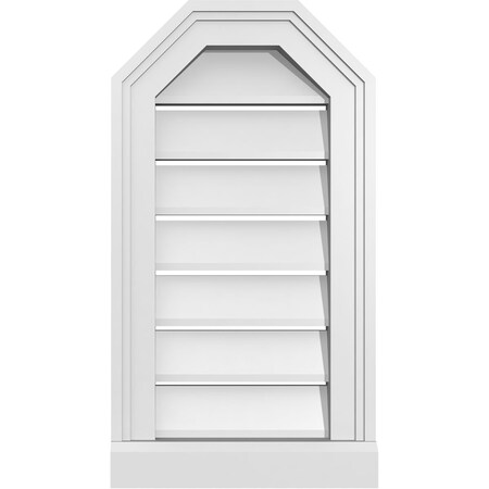 Ekena Millwork Octagonal Top Surface Mount PVC Gable Vent w/ 2"W x 2"P Brickmould Sill Frame, 12"W x 22"H GVPOT12X2203SF